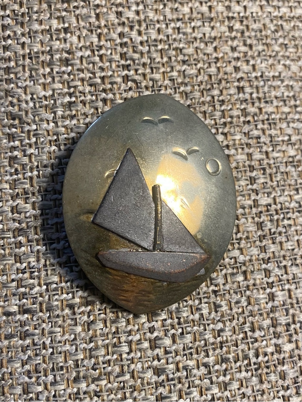 🍀VTG Brass Nautical Sailboat Brooch